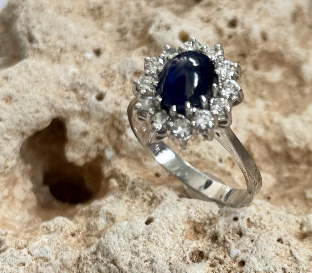 Saphir-Brillanten Ring 585 WG